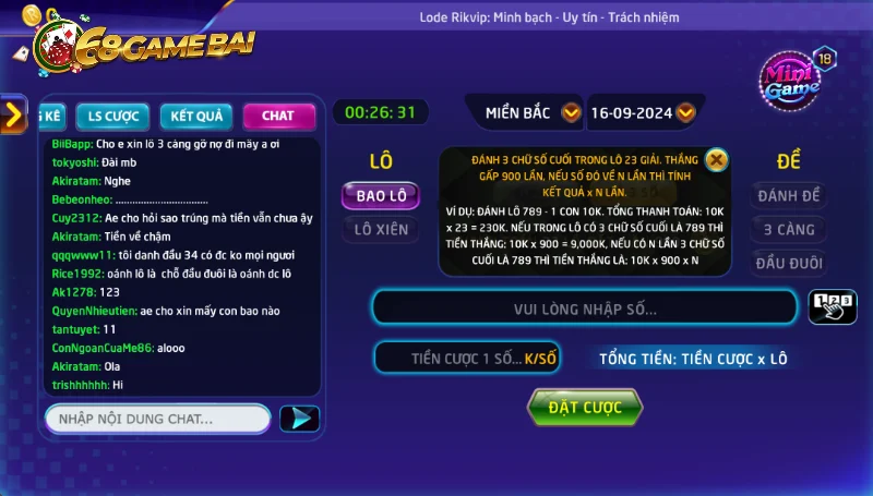 Hướng dẫn chi tiết cách tính điểm khi chơi lô đề 68 game bài