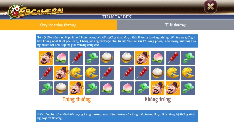 Chọn mức tiền và nhấn nút Quay khi chơi Thần tài 68 game bài